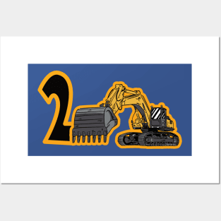 2st Birthday Tshirt Excavator Birthday Posters and Art